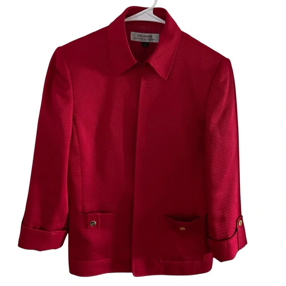 LAST CALL Tahari Arthur S. Levine Blazer Women's Size 6 Red - Picture 1 of 10